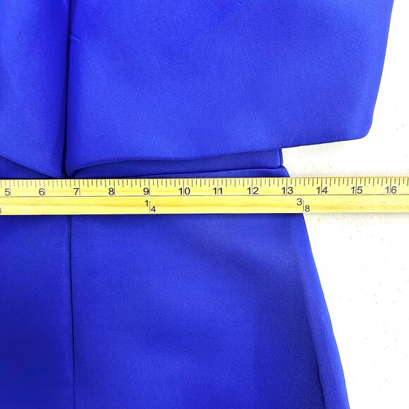 Elegant Royal Blue Coquette Off-Shoulder Bow Mermaid Formal Gown Small Detail - Picture 6 of 7